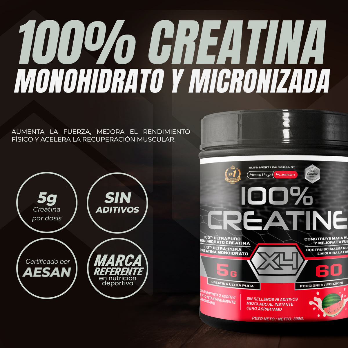 CREATINA 100% PURA SANDÍA - HealthyFusion